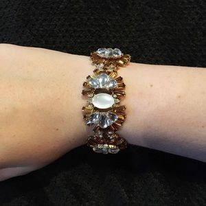 Jeweled Deco Style Gold and White Bracelet